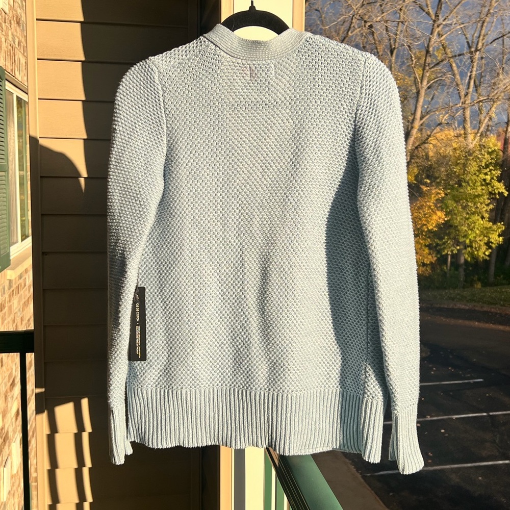 🆕 Nicole Miller New York Blue Open Front Textured Knit Cardigan Sweater Size XS - Picture 4 of 15
